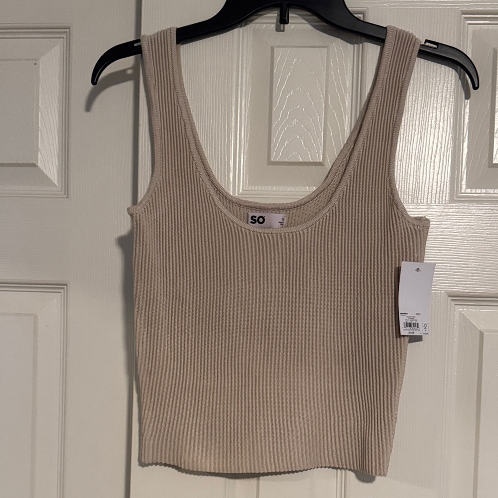 SO Women's Ribbed Tank Top - Beige